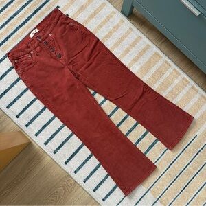 Madewell “Cali Demi Boot” Corduroy Button-Front Ankle Pants, Size 27
